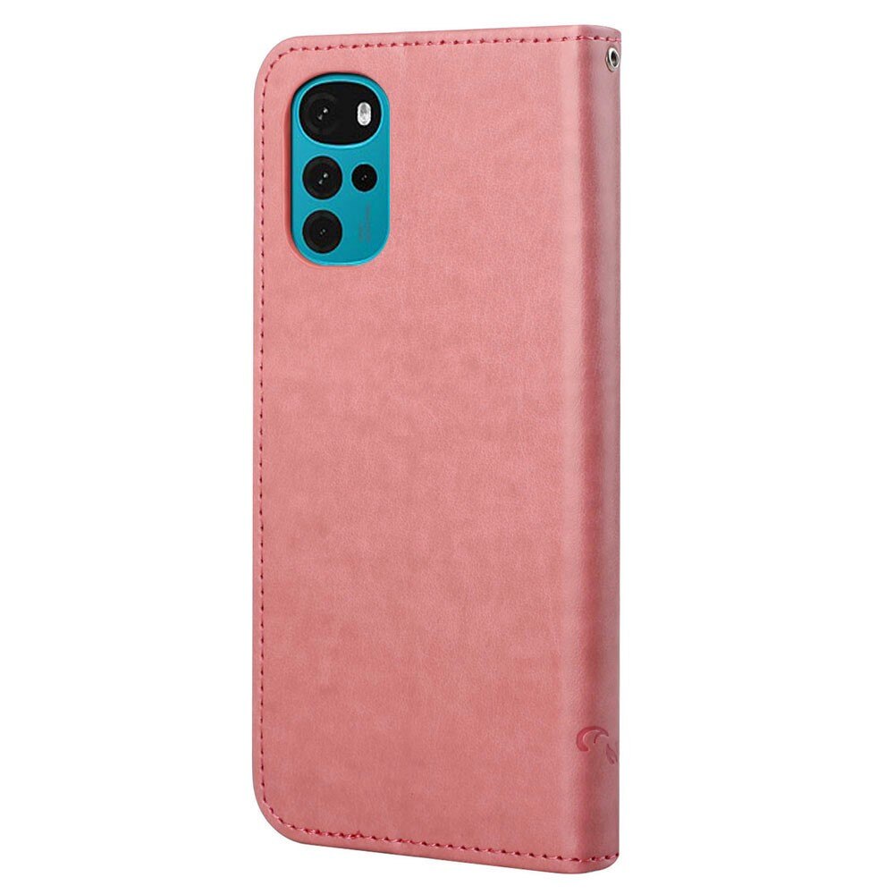Lærveske Sommerfugler Motorola Moto G22 Rosa