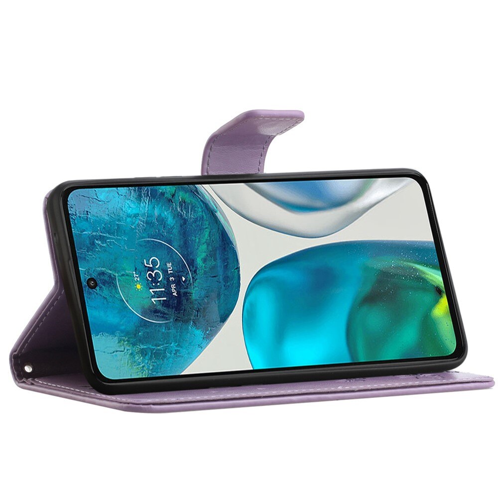 Lærveske Sommerfugler Motorola Moto G52 Lilla