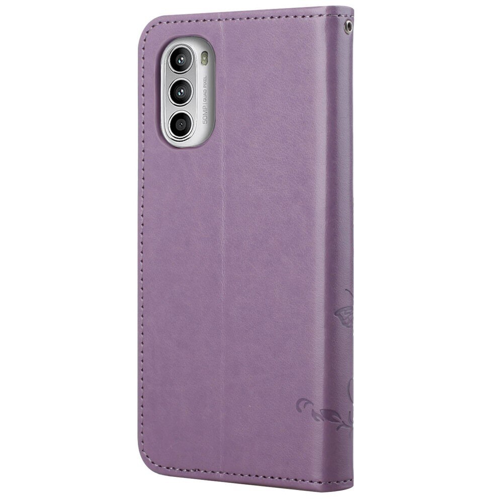 Lærveske Sommerfugler Motorola Moto G52 Lilla