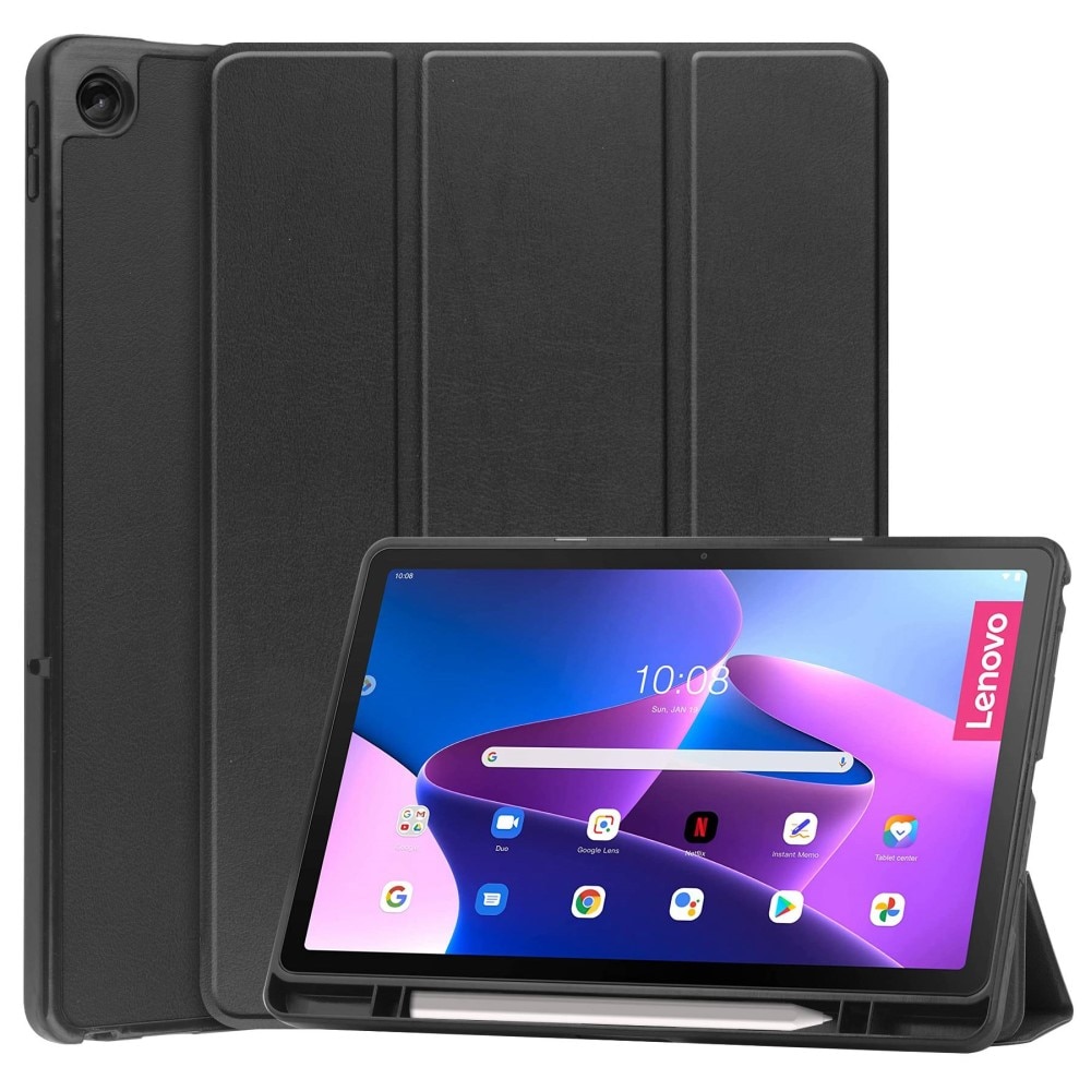  Lenovo Tab M10 Plus (3rd gen) Etui Tri-fold Pencil-holder Svart
