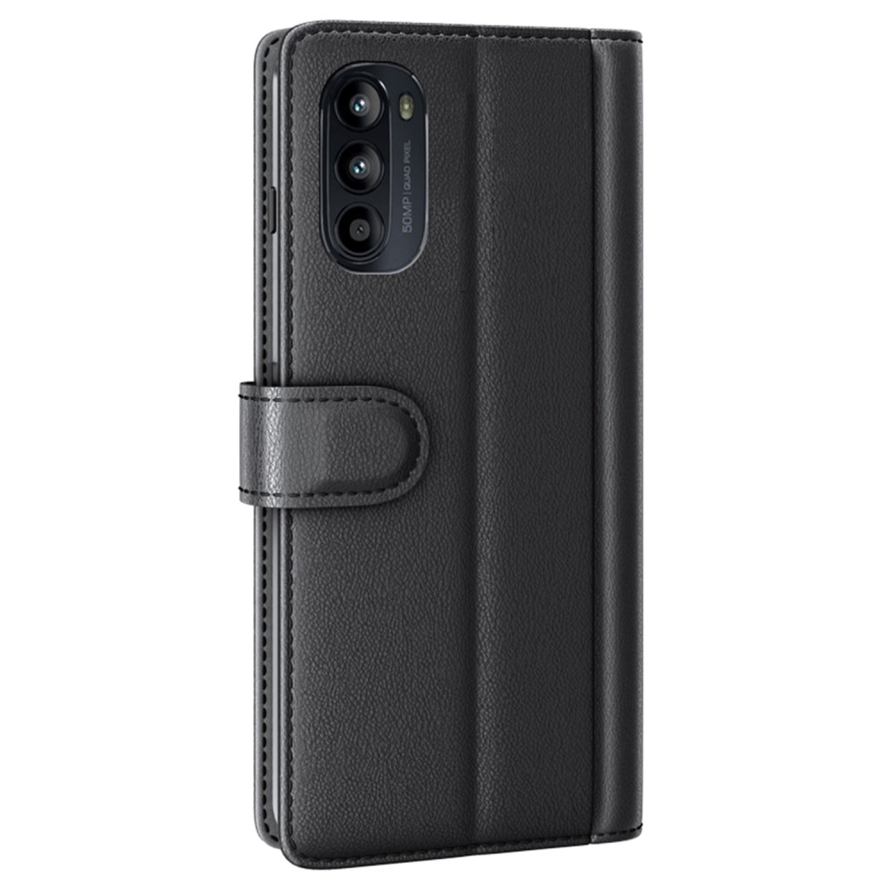 Ekte Lærveske Motorola Moto G82/Moto G52 Svart