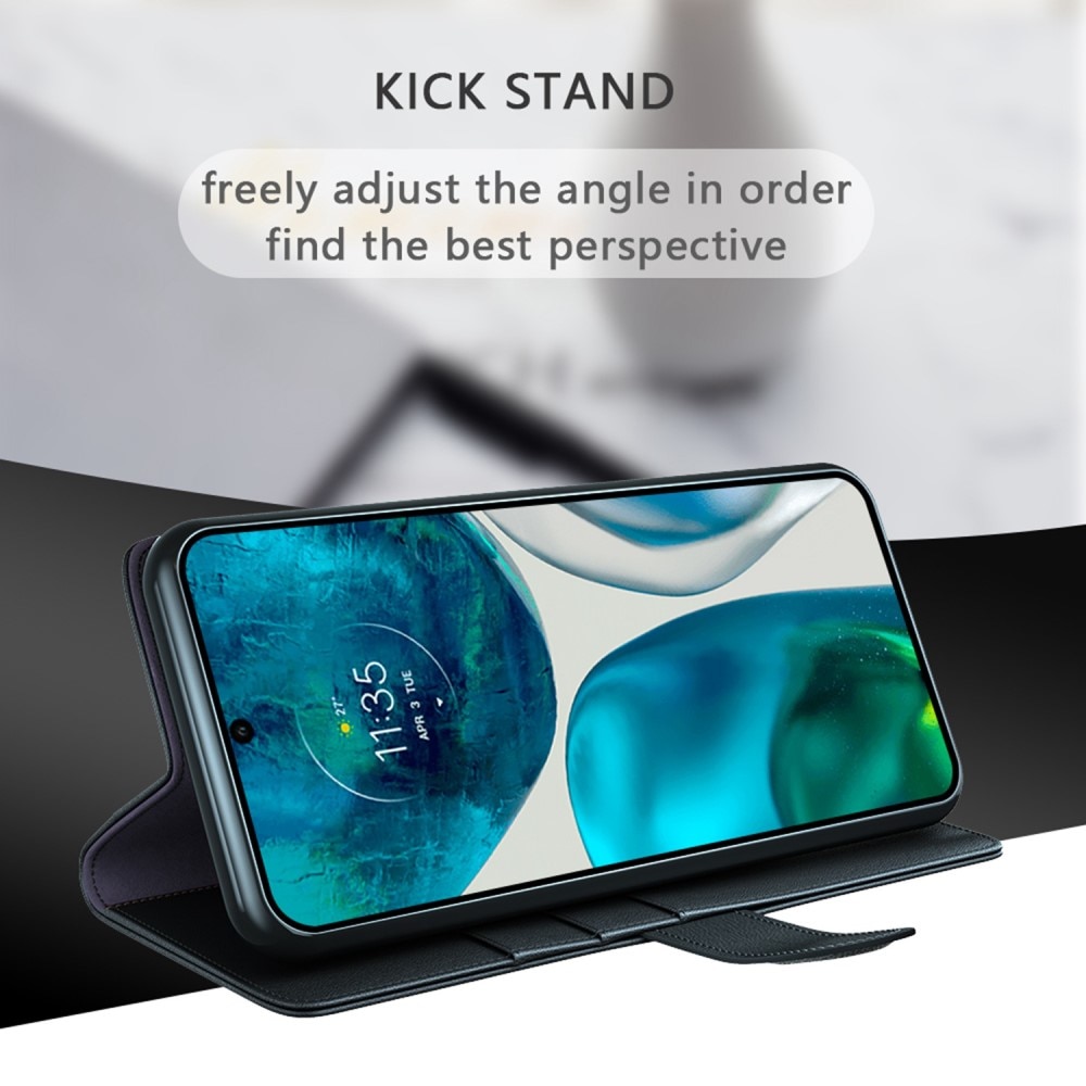 Ekte Lærveske Motorola Moto G82/Moto G52 Svart