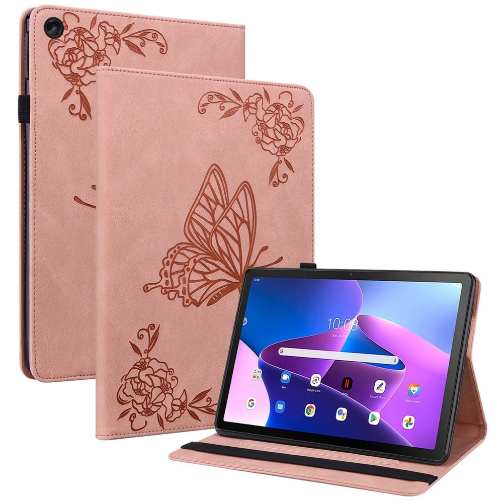 Lærveske Sommerfugler Lenovo Tab M10 (3rd gen) rosa