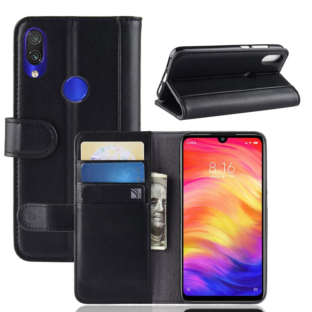 Ekte Lærveske Xiaomi Redmi Note 7 svart