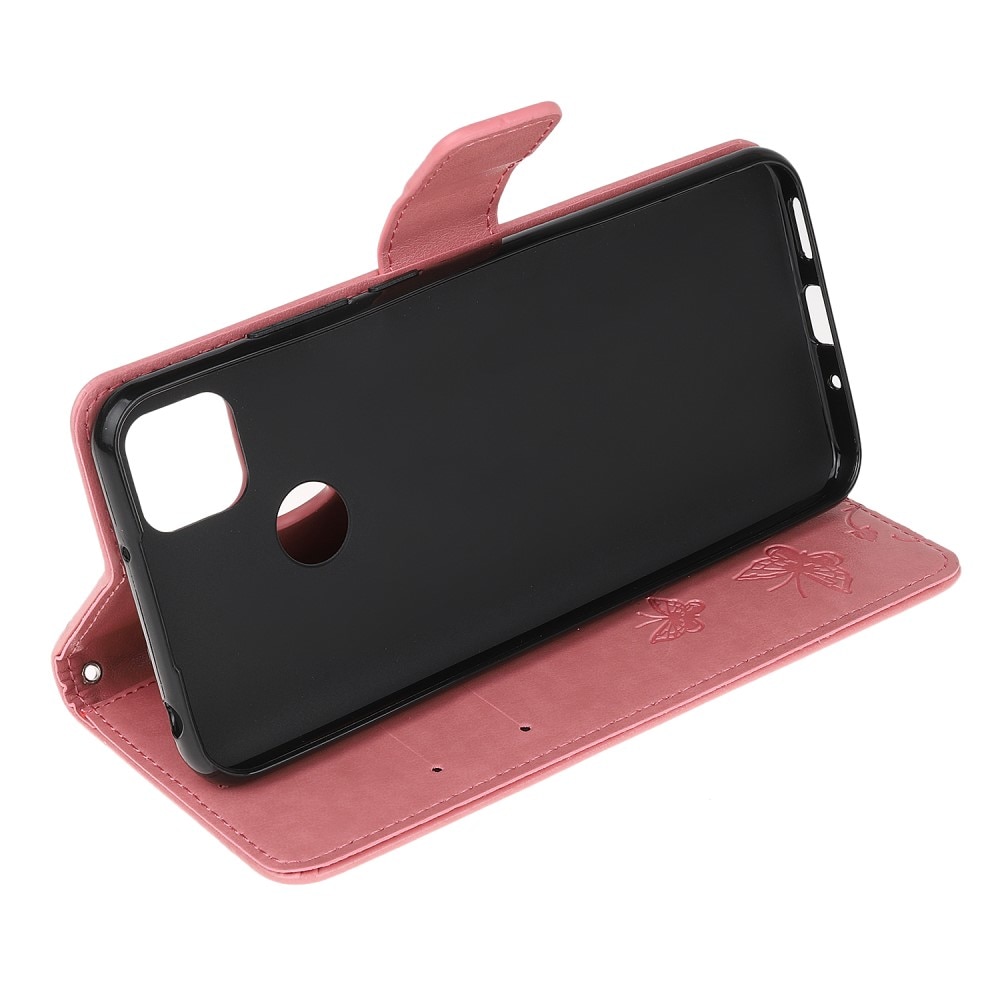 Lærveske Sommerfugler Xiaomi Redmi 9C rosa