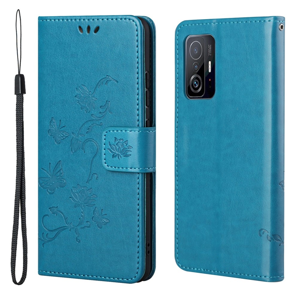 Lærveske Sommerfugler Xiaomi 11T/11T Pro Blå