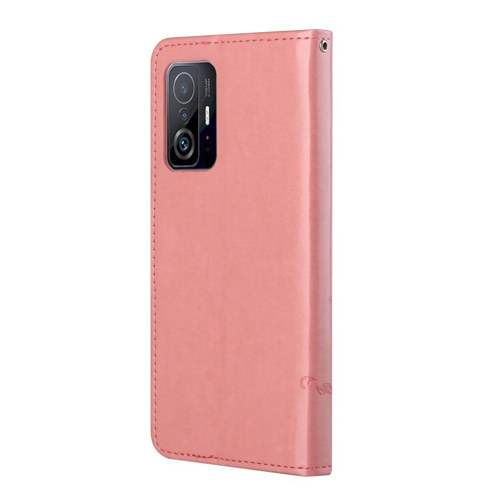 Lærveske Sommerfugler Xiaomi 11T/11T Pro rosa