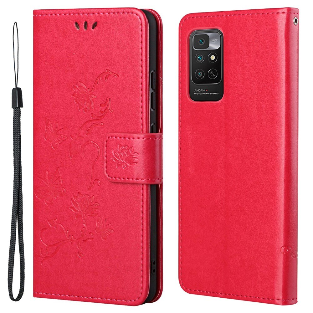 Lærveske Sommerfugler Xiaomi Redmi Note 11 Rød