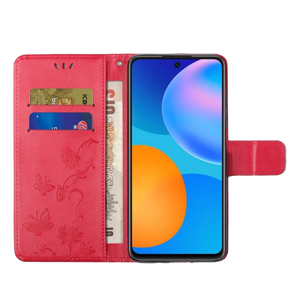 Lærveske Sommerfugler Xiaomi Redmi Note 11 rød