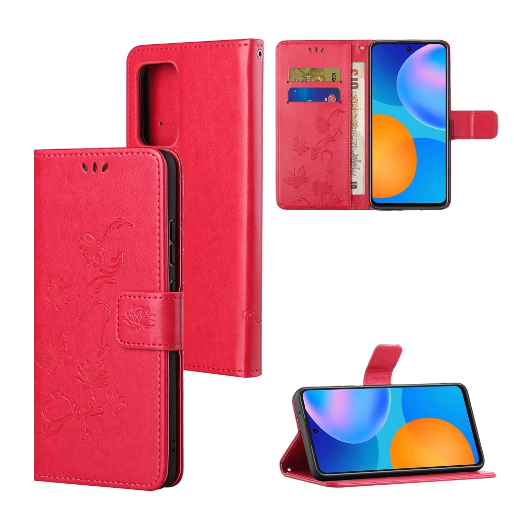 Lærveske Sommerfugler Xiaomi Redmi Note 11 Rød