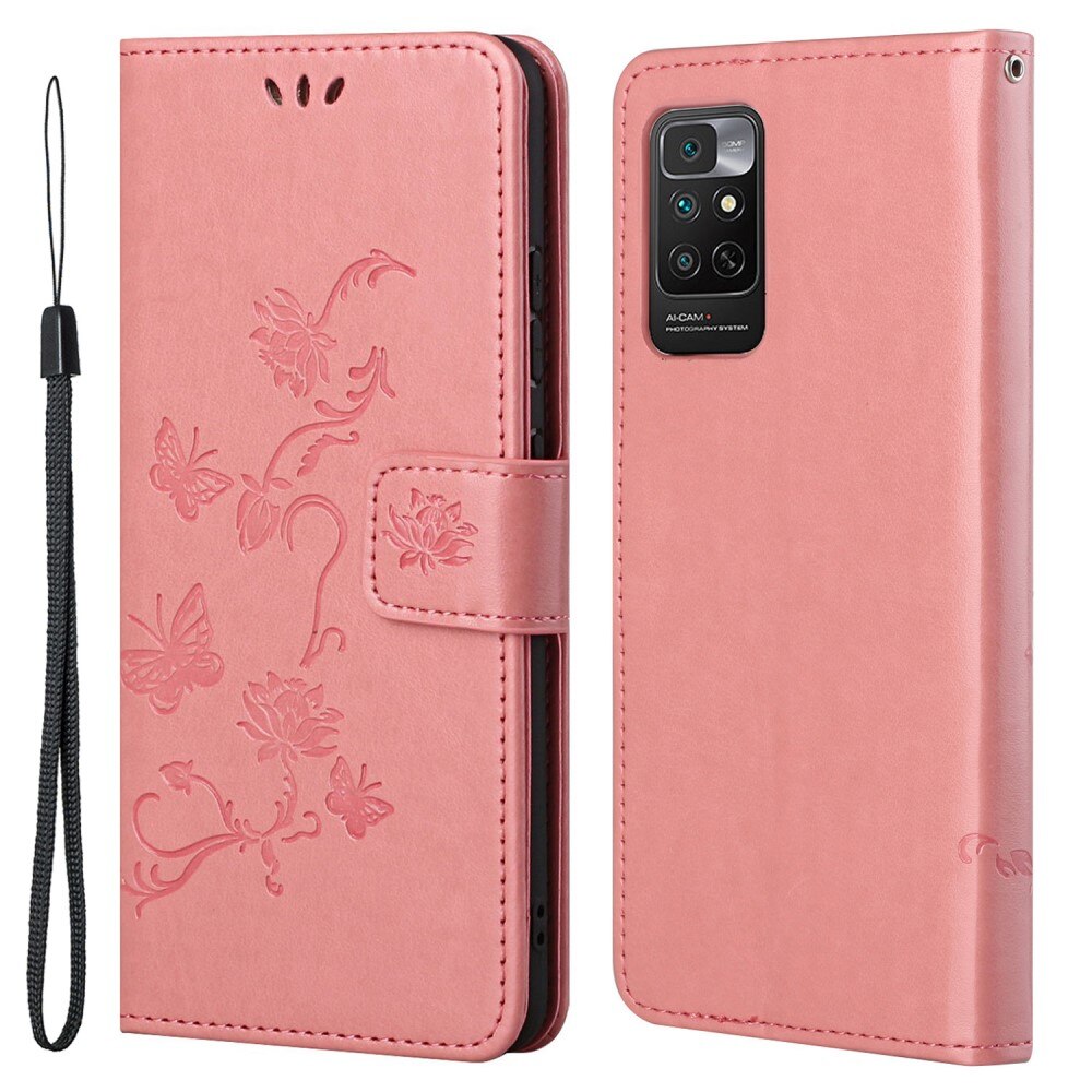 Lærveske Sommerfugler Xiaomi Redmi Note 11 Rosa