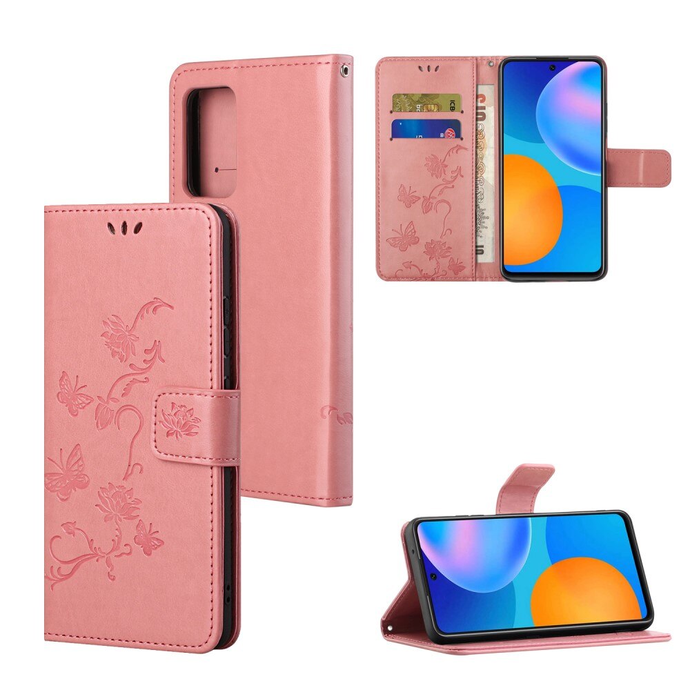 Lærveske Sommerfugler Xiaomi Redmi Note 11 Rosa