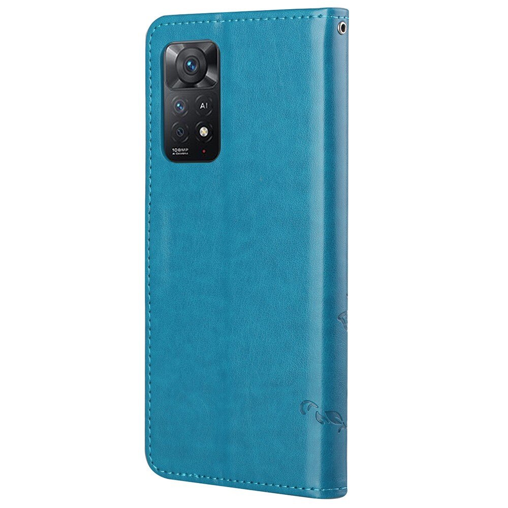 Lærveske Sommerfugler Xiaomi Redmi Note 11 Pro blå