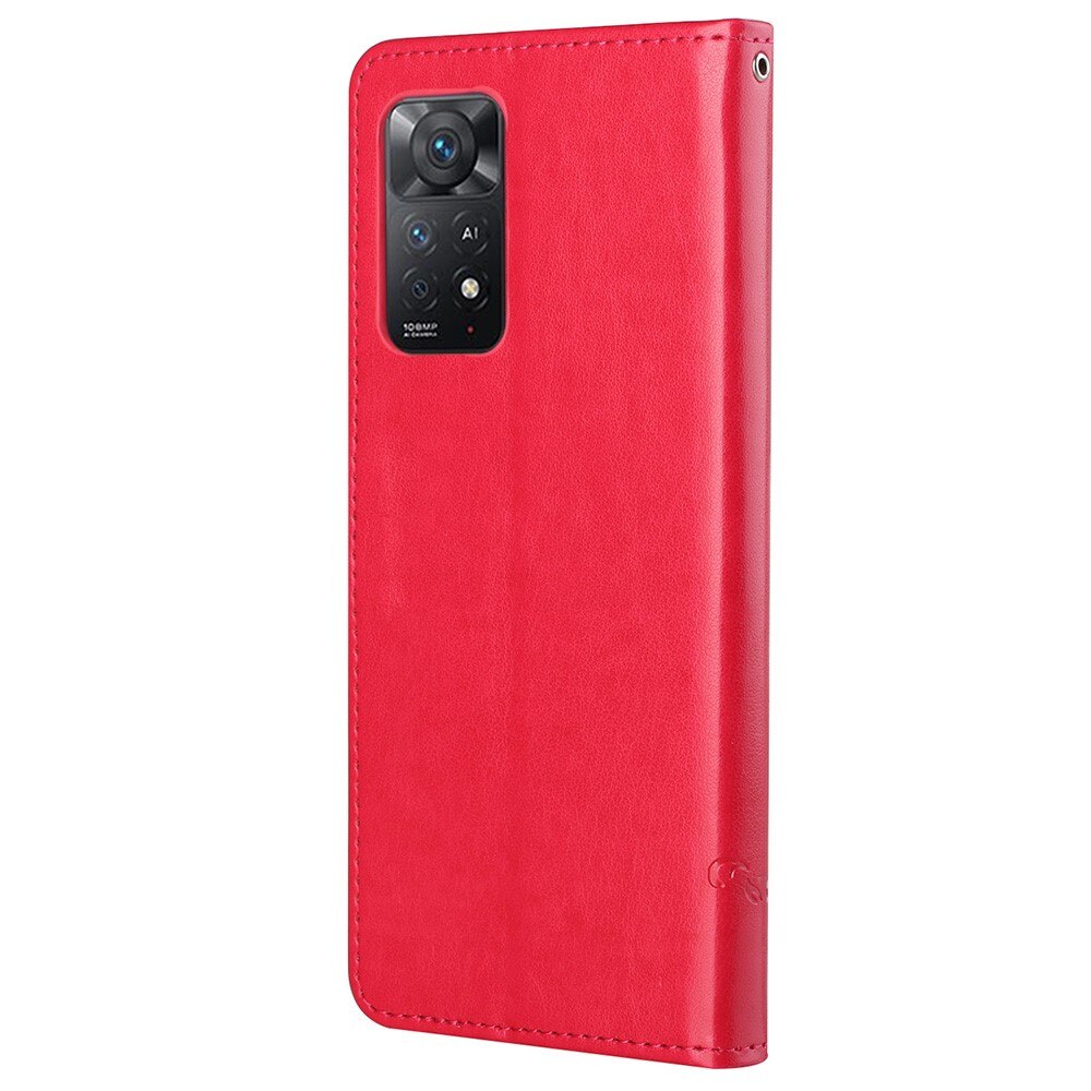 Lærveske Sommerfugler Xiaomi Redmi Note 11 Pro rød