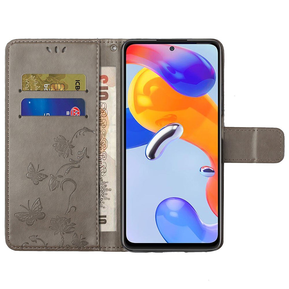 Lærveske Sommerfugler Xiaomi Redmi Note 11 Pro Grå