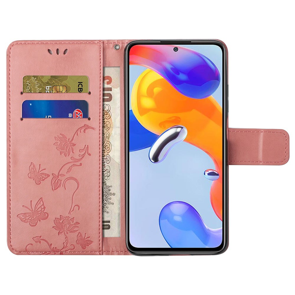 Lærveske Sommerfugler Xiaomi Redmi Note 11 Pro Rosa
