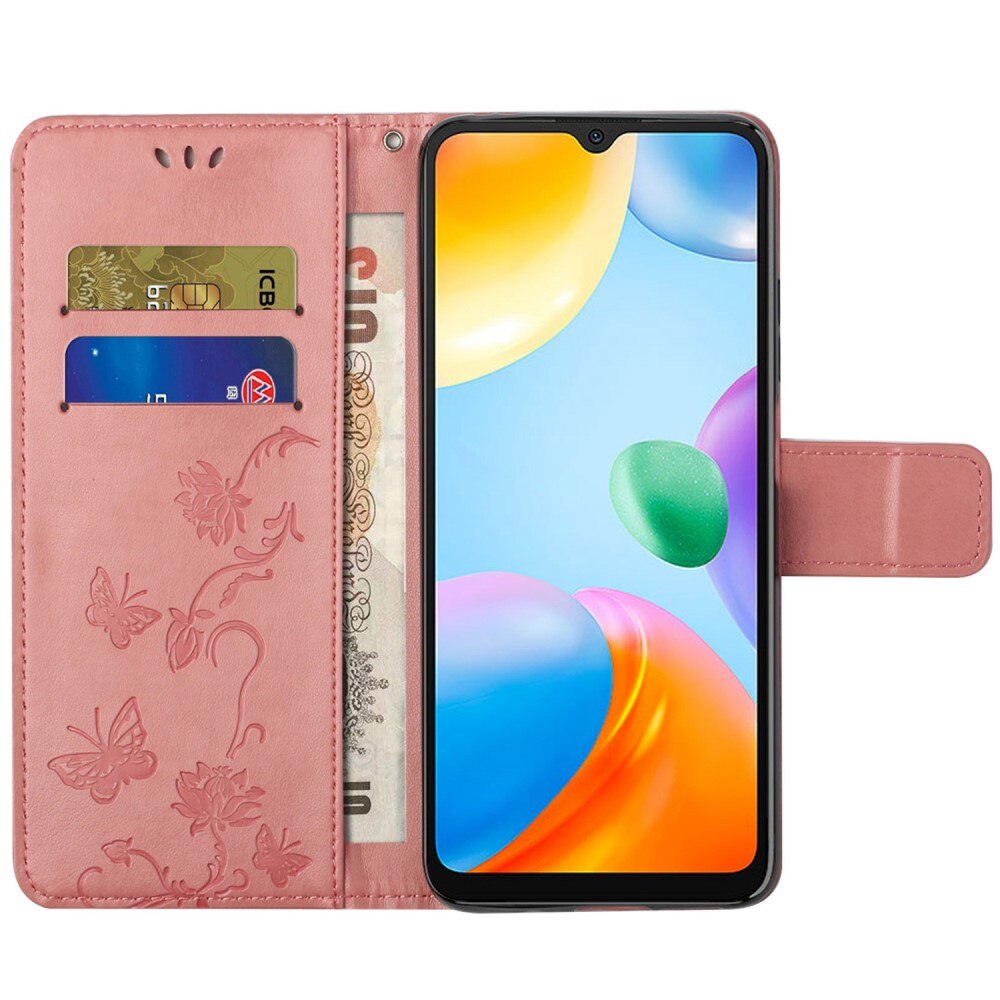 Lærveske Sommerfugler Xiaomi Redmi 10C Rosa