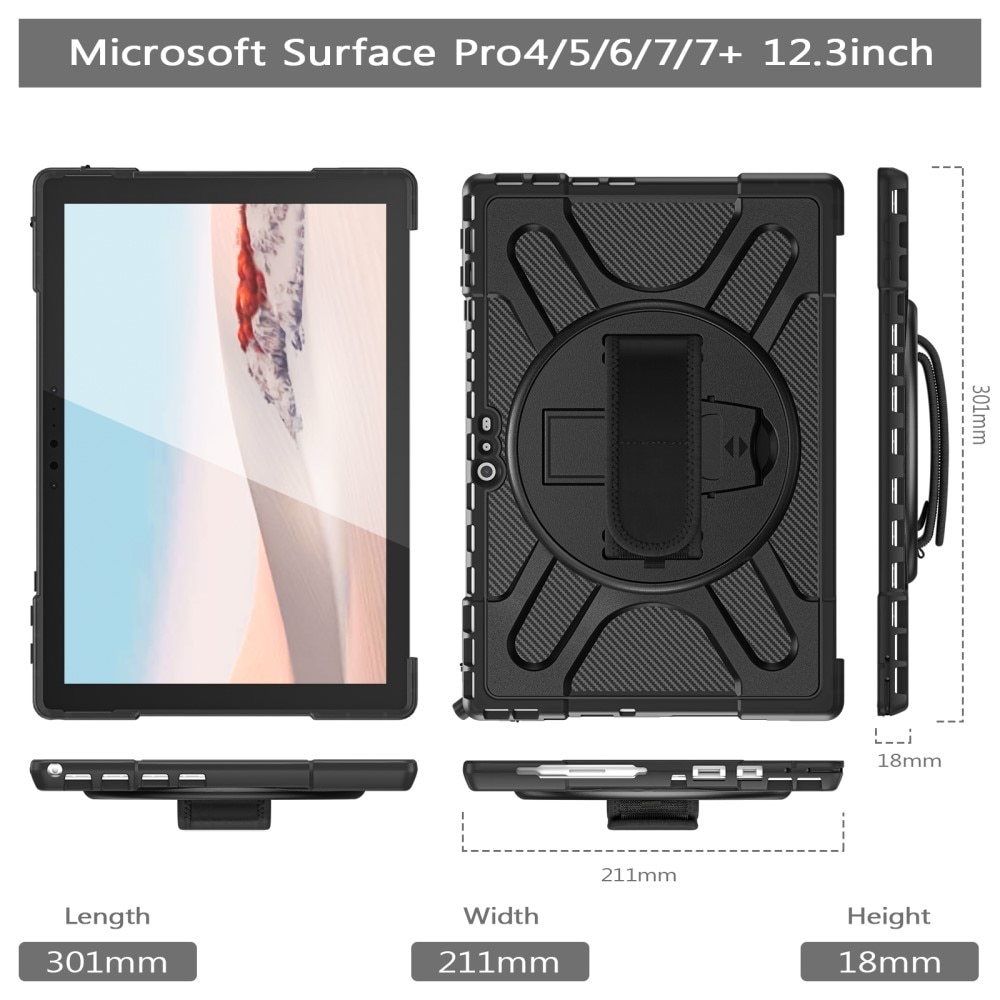 Støtsikker Hybriddeksel Microsoft Surface Pro 4/5/6/7/7 Plus  svart