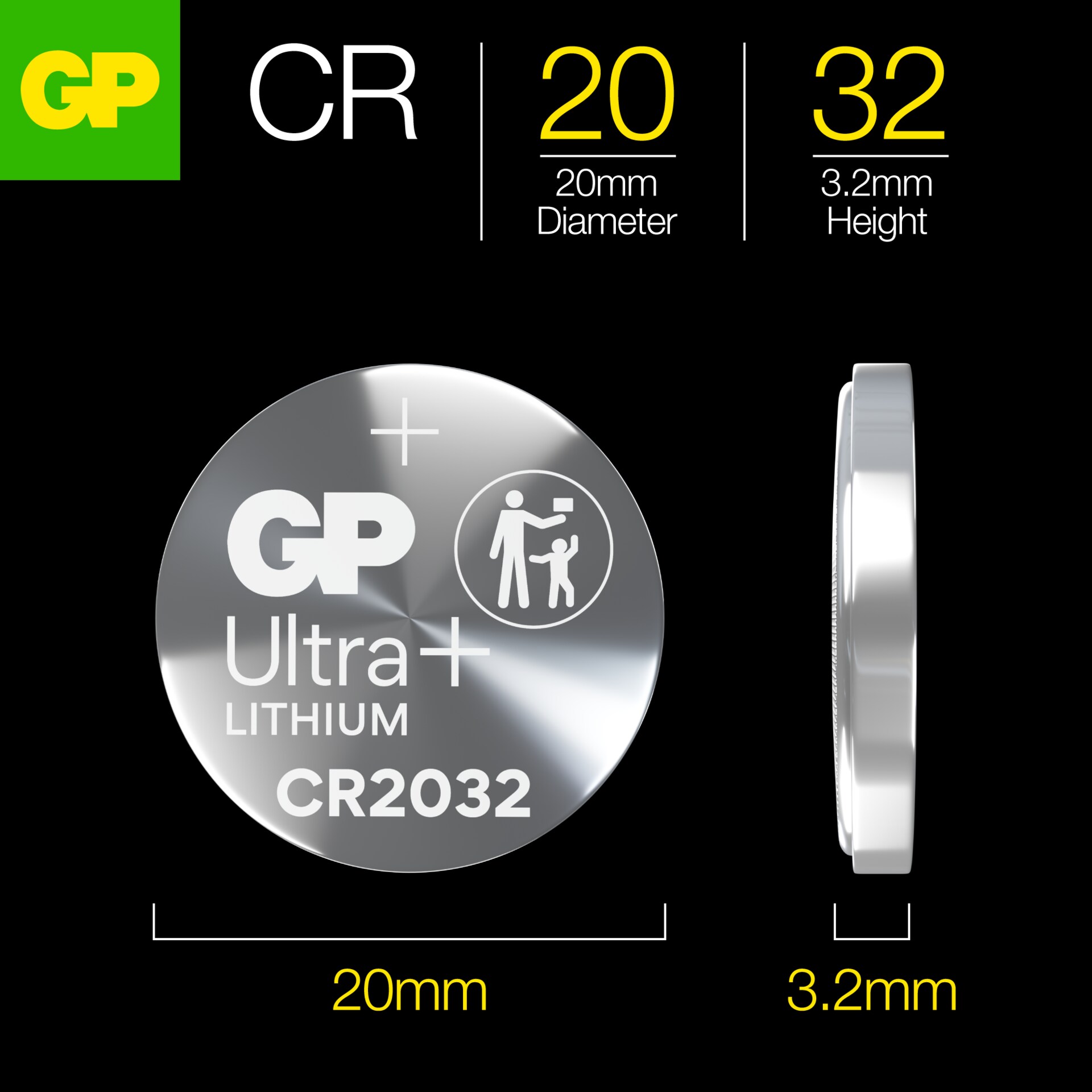 Batteri Lithium Knappcelle CR2032 (4-pakk)