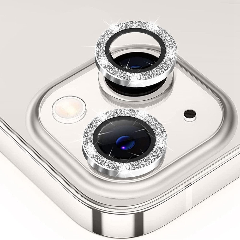 Glitter Linsebeskyttelse Aluminium iPhone 13 sølv