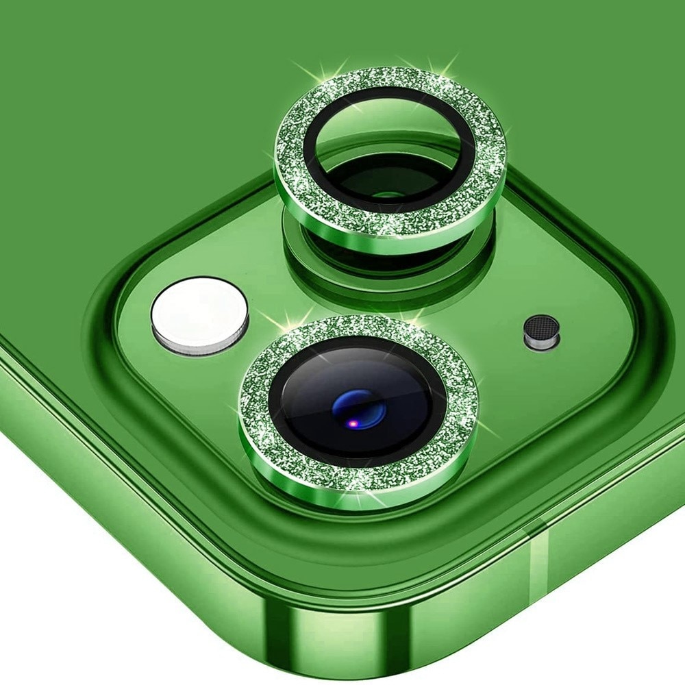 Glitter Linsebeskyttelse Aluminium iPhone 13/13 Mini grønn