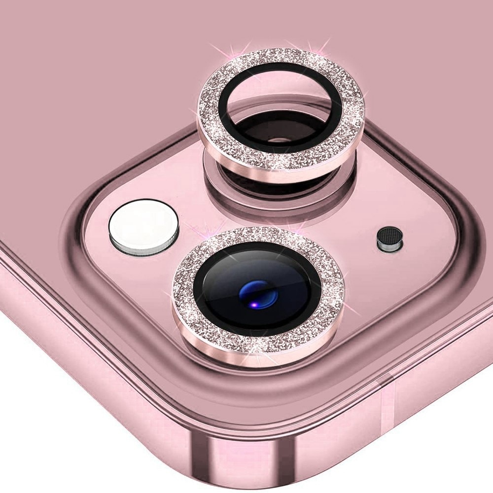 Glitter Linsebeskyttelse Aluminium iPhone 13/13 Mini rosa