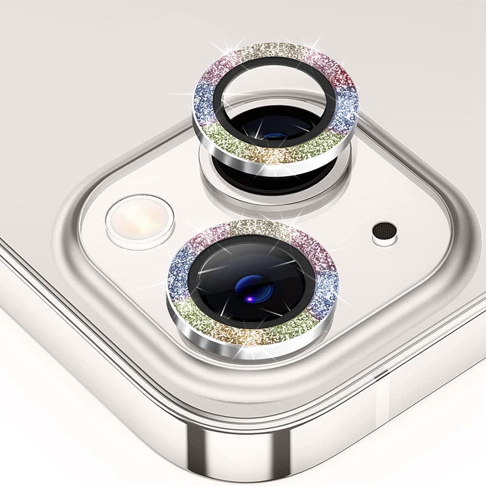 Glitter Linsebeskyttelse Aluminium iPhone 13 regnbue