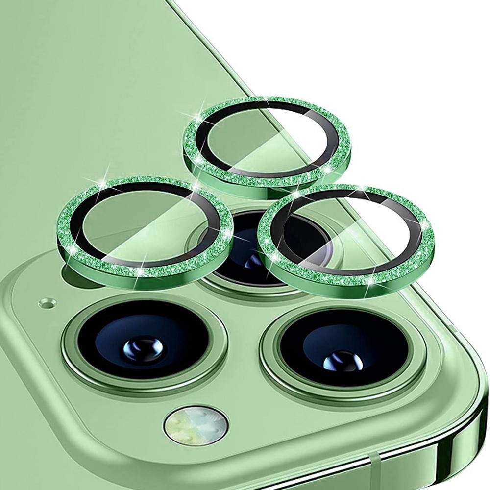 Glitter Linsebeskyttelse Aluminium iPhone 13 Pro/13 Pro Max grønn