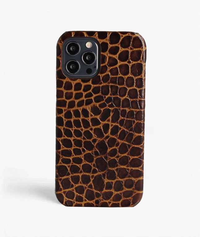 Deksel iPhone 12/iPhone 12 Pro Small Croco Brun