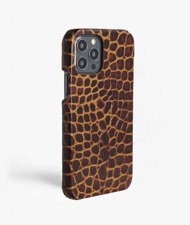 Deksel iPhone 12/iPhone 12 Pro Small Croco Brun