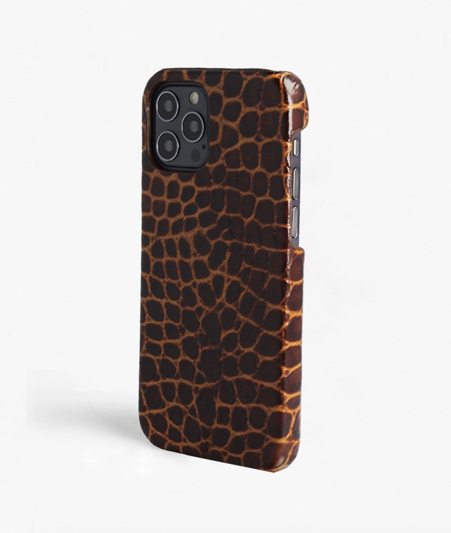 Deksel iPhone 12/iPhone 12 Pro Small Croco Brun