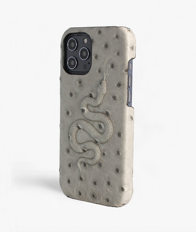 Deksel iPhone 12 Pro Max Snake Ostrich Grey