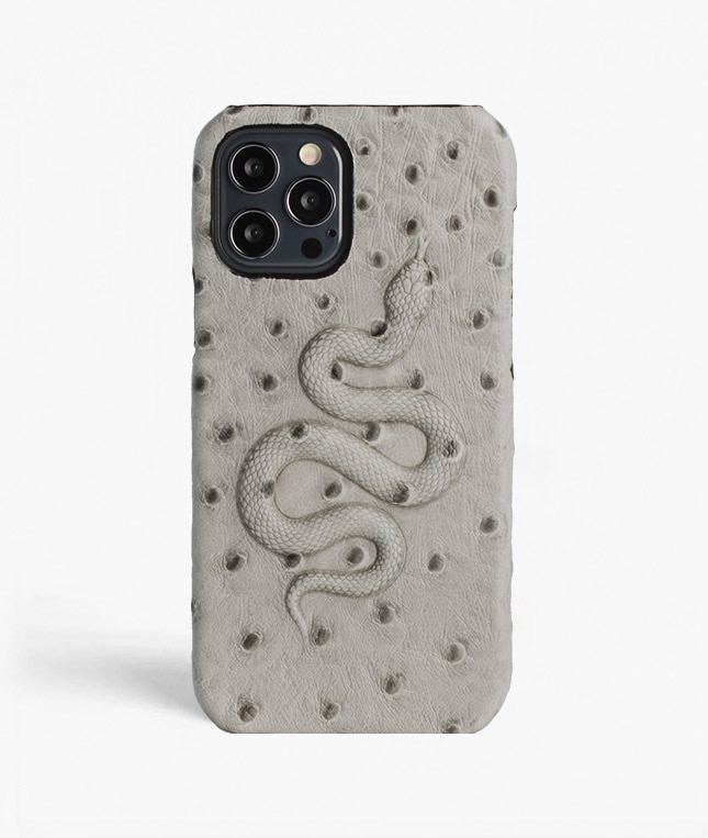 Deksel iPhone 12/iPhone 12 Pro Snake Ostrich Grey