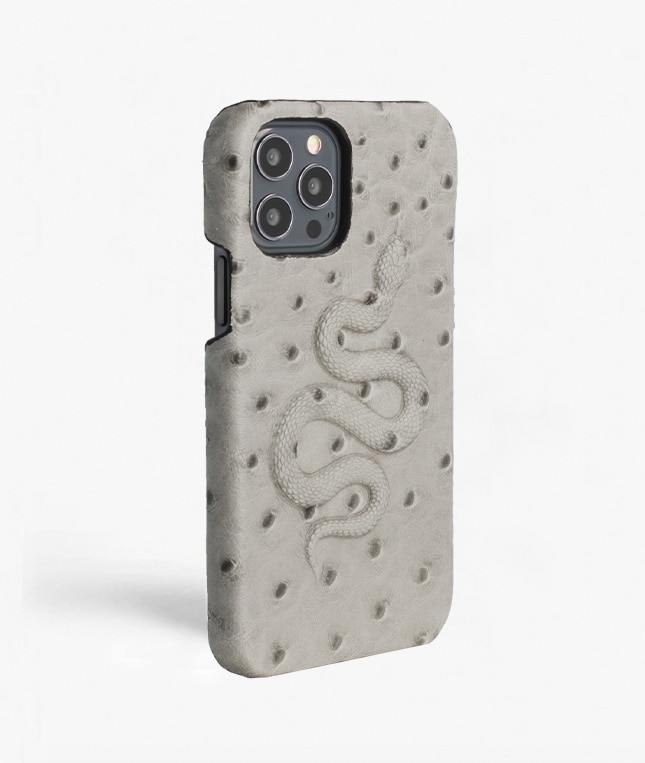 Deksel iPhone 12/iPhone 12 Pro Snake Ostrich Grey