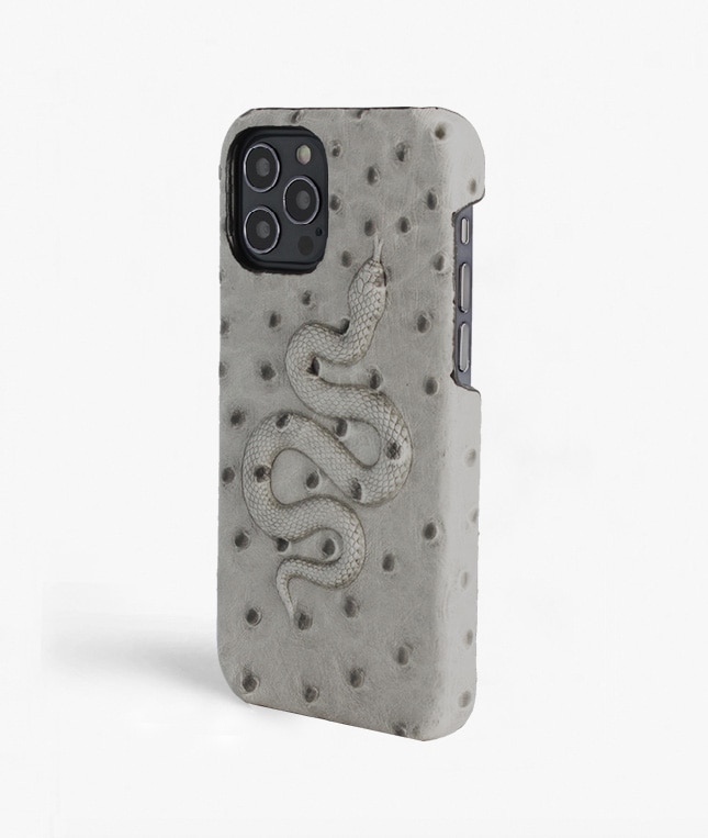 Deksel iPhone 12/iPhone 12 Pro Snake Ostrich Grey
