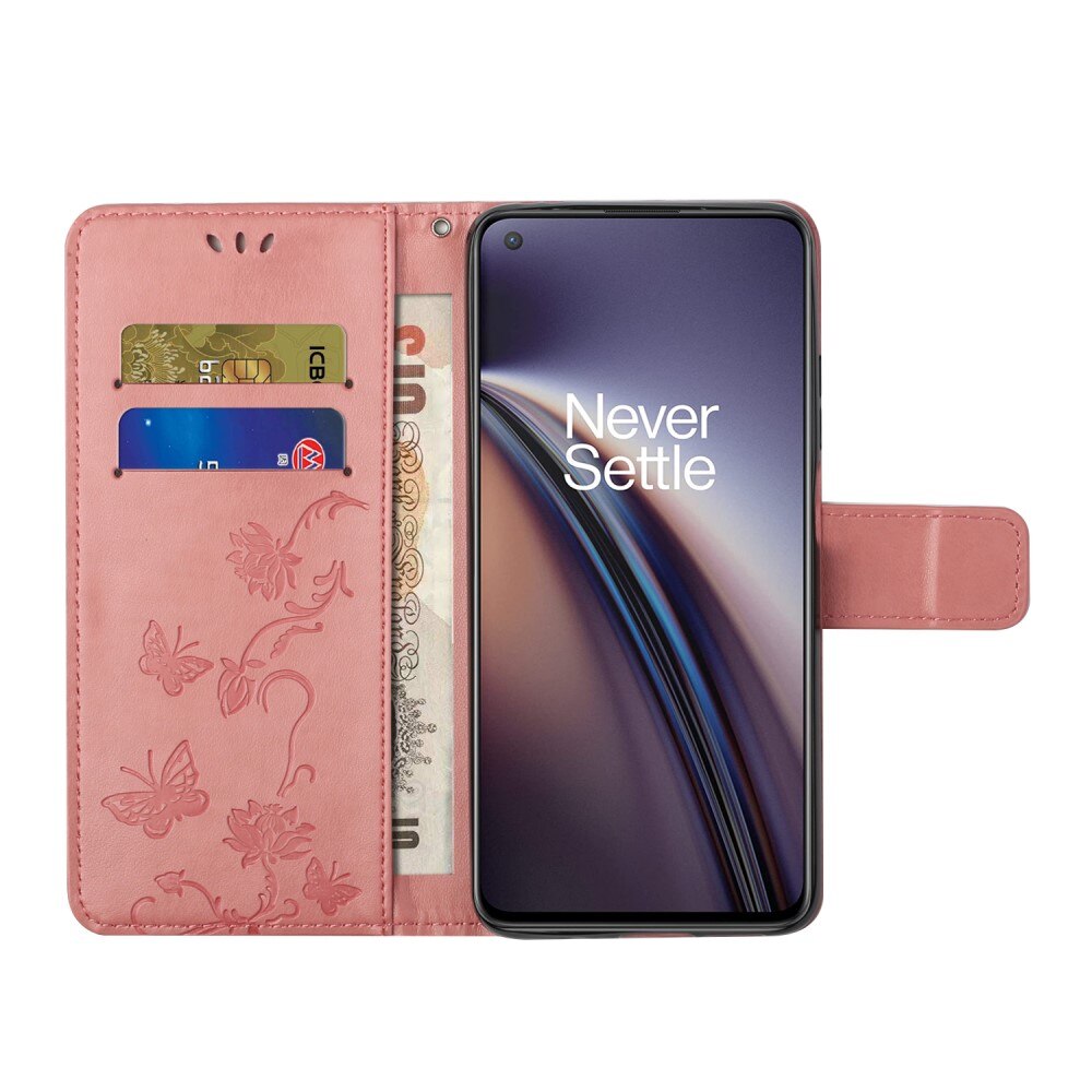 Lærveske Sommerfugler  OnePlus Nord CE 5G Rosa