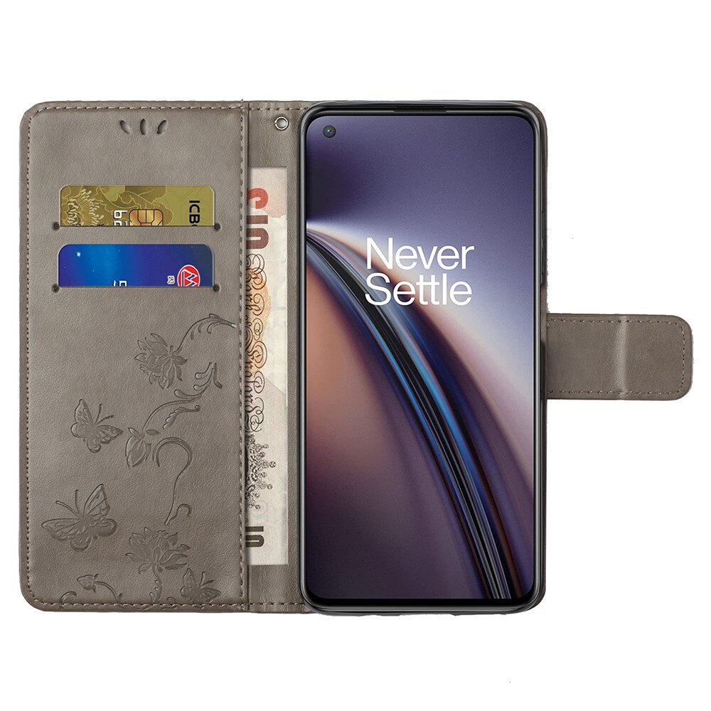 Lærveske Sommerfugler  OnePlus Nord 2 5G Grå