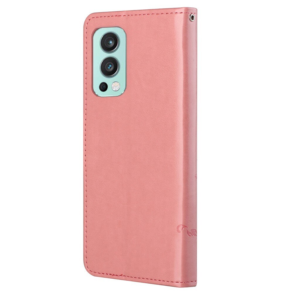 Lærveske Sommerfugler  OnePlus Nord 2 5G Rosa