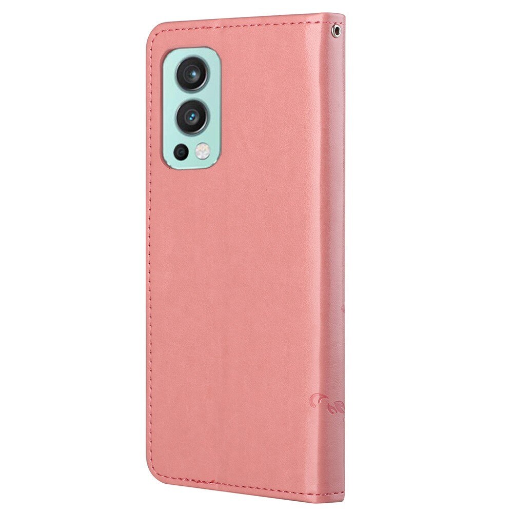 Lærveske Sommerfugler OnePlus Nord 2 5G rosa