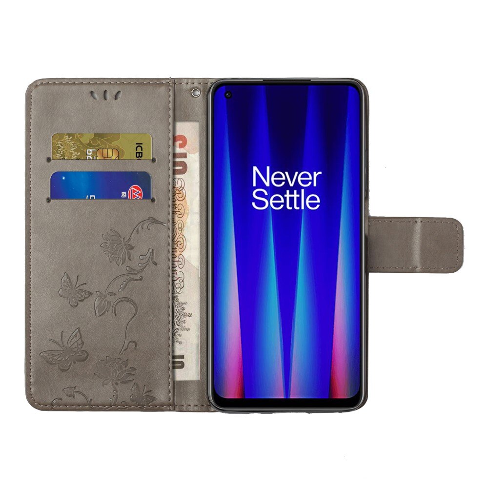 Lærveske Sommerfugler  OnePlus Nord CE 5G Grå