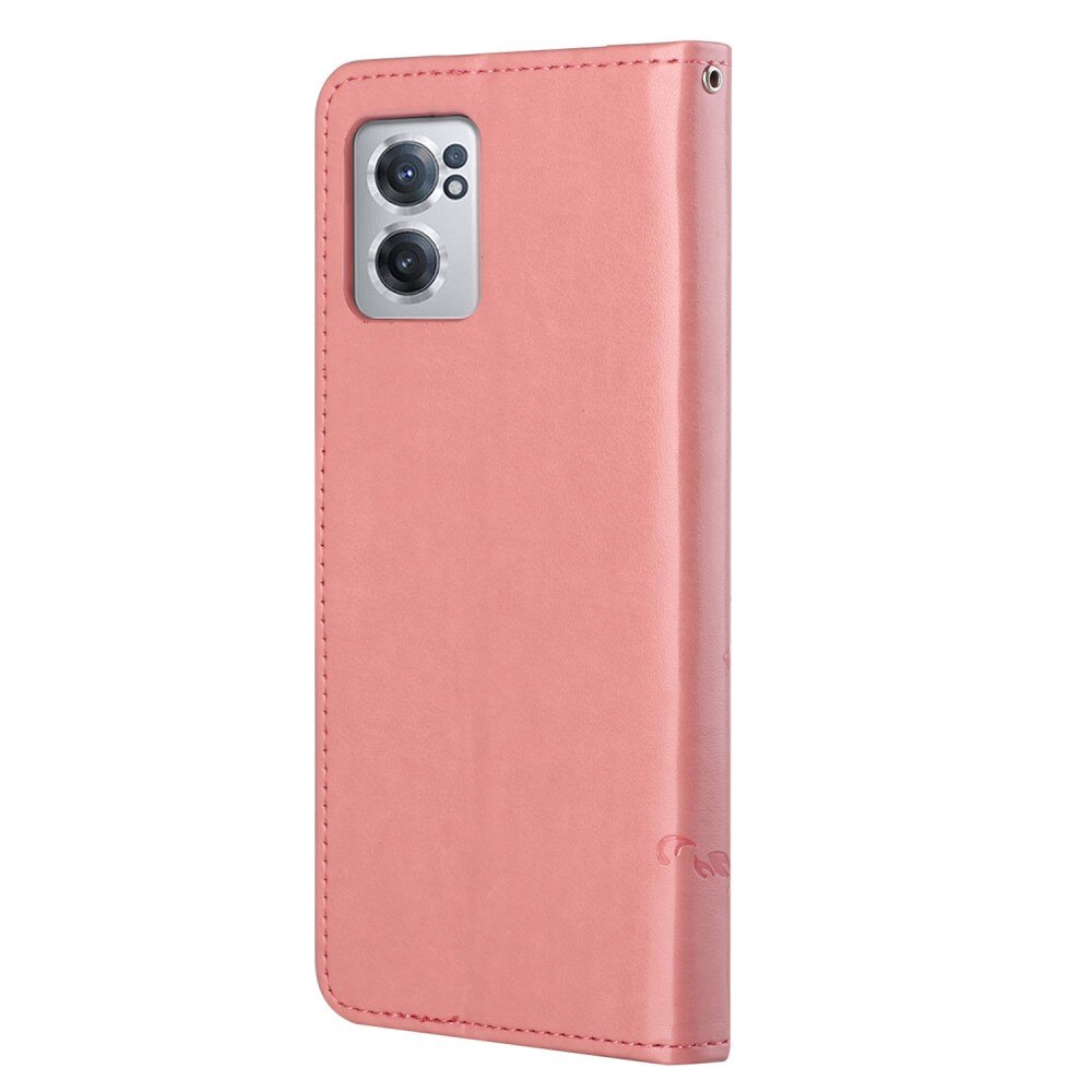 Lærveske Sommerfugler  OnePlus Nord CE 5G Rosa