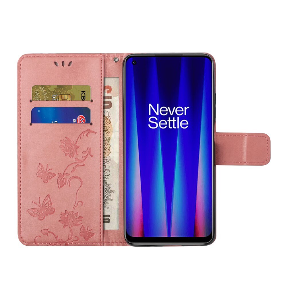 Lærveske Sommerfugler  OnePlus Nord CE 5G Rosa