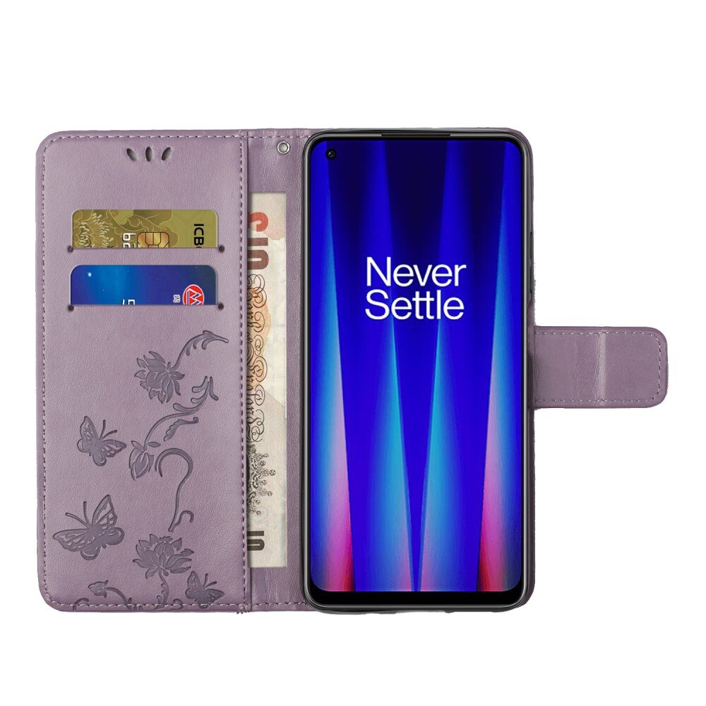 Lærveske Sommerfugler  OnePlus Nord CE 5G Lilla