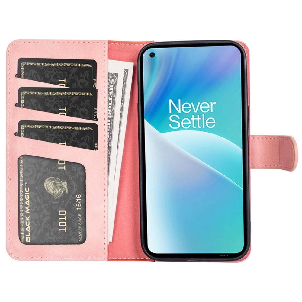 Color Splicing Lommebokdeksel OnePlus Nord 2T 5G rosa