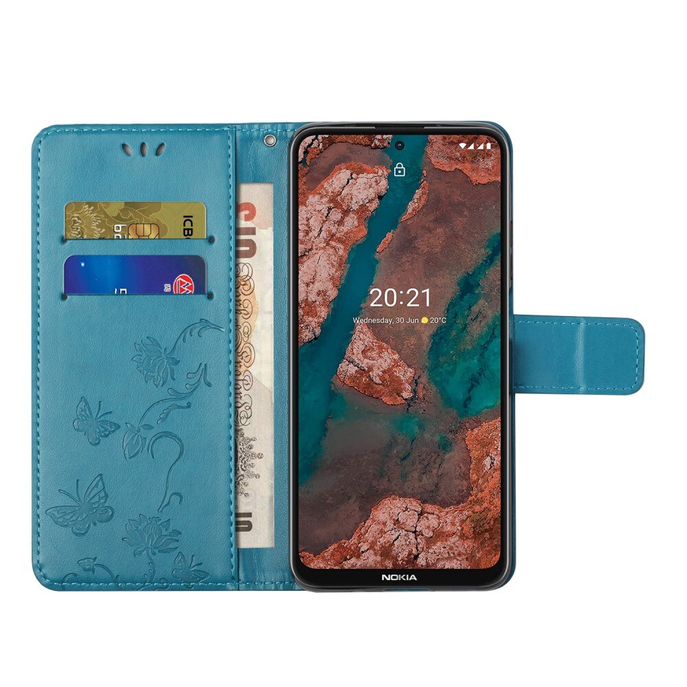 Lærveske Sommerfugler Nokia X20/X10 Blå