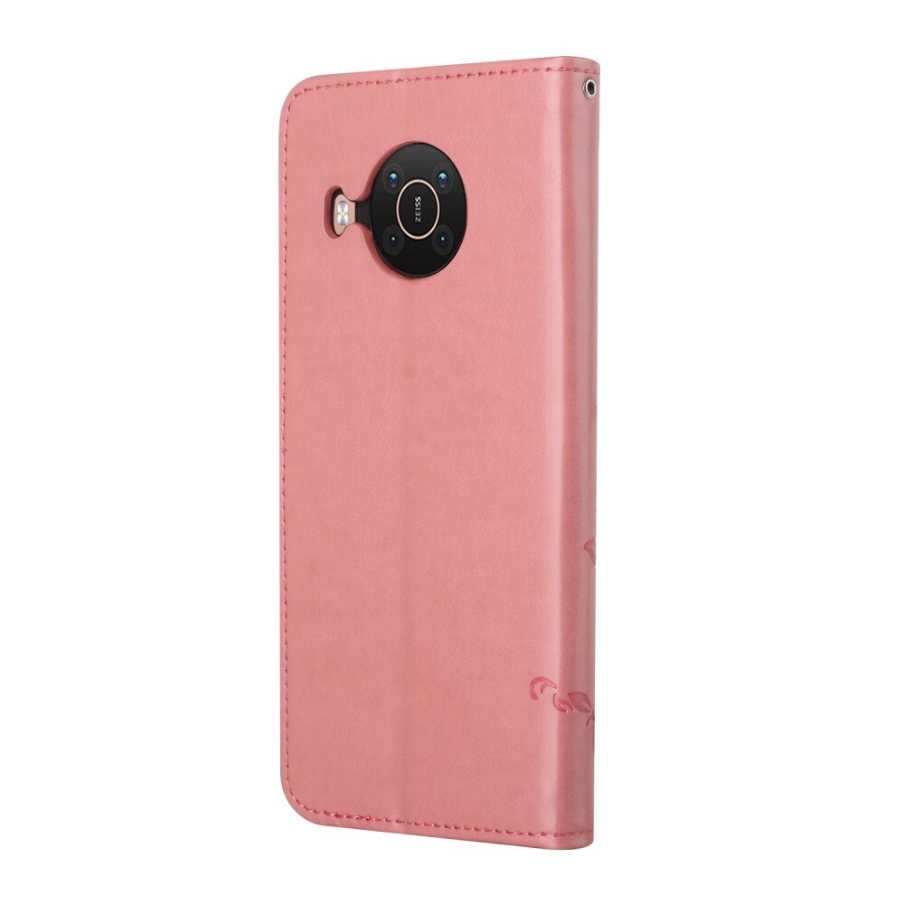 Lærveske Sommerfugler Nokia X10/X20 rosa