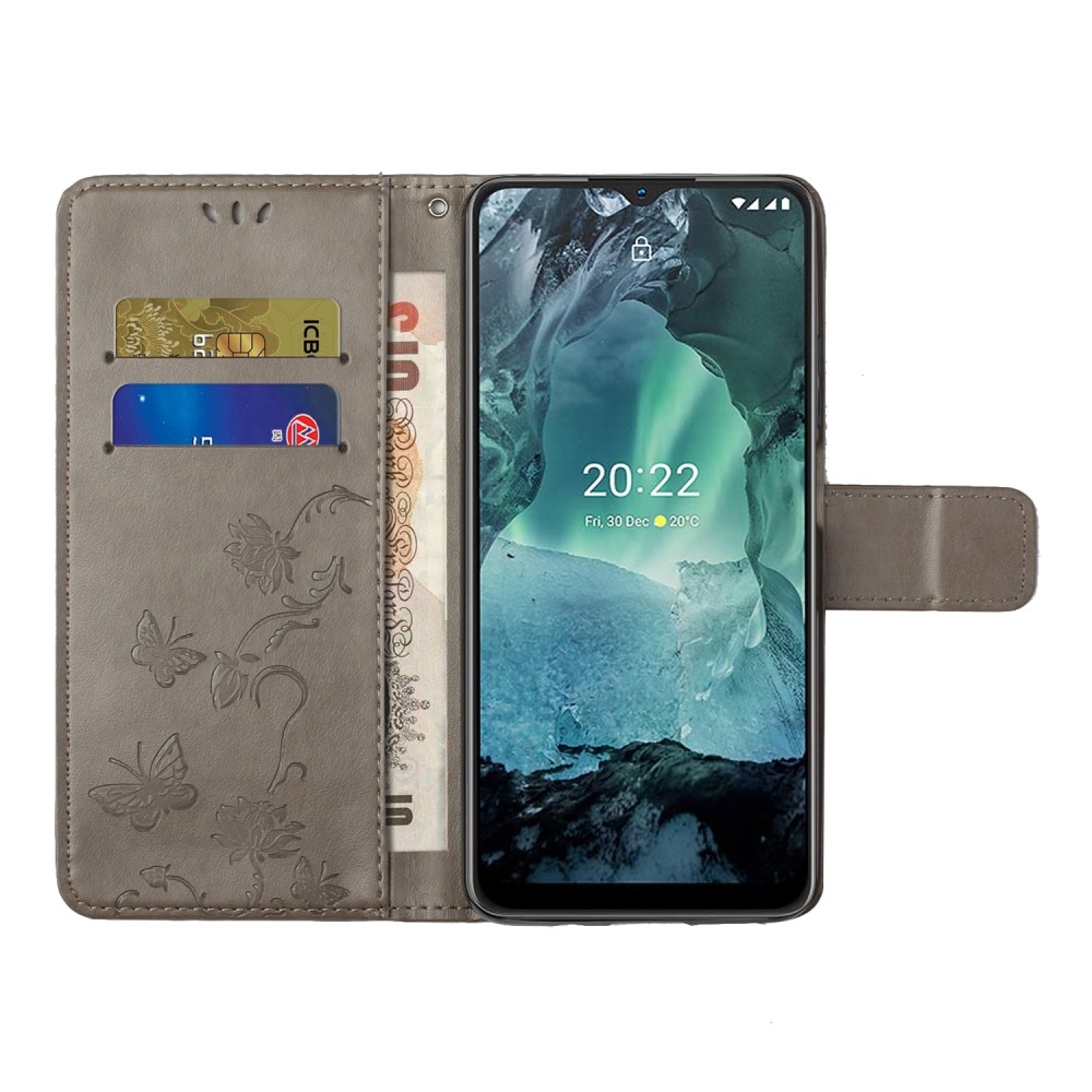 Lærveske Sommerfugler  Nokia G11/Nokia G21 Grå
