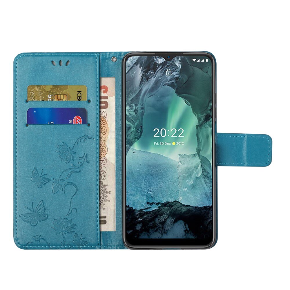Lærveske Sommerfugler  Nokia G11/Nokia G21 Blå