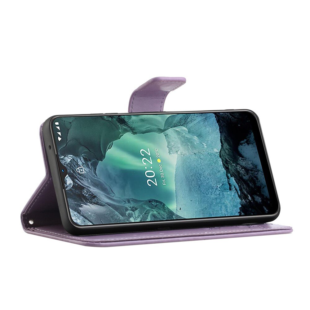 Lærveske Sommerfugler  Nokia G11/Nokia G21 Lilla