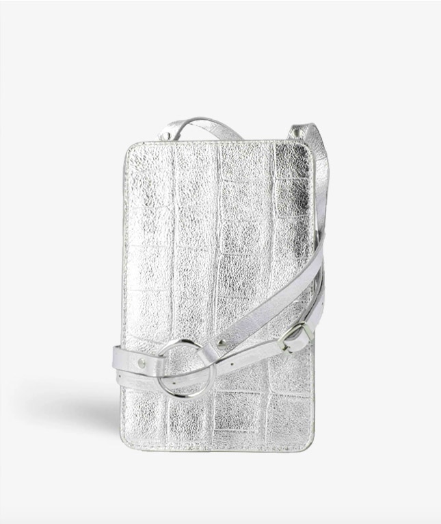 Smart Crossbody Veske Croco Sølv